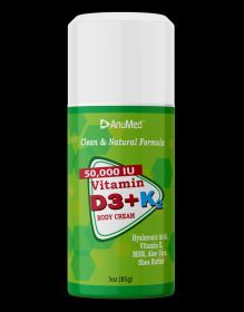 Vitamin D3+K2 50K (3oz)
Sunshine Cream, Fades Bruises