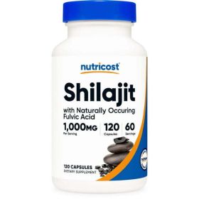 Nutricost Shilajit Capsules (120 Capsules, 60 Servings / 1,000 mg Shilajit Per Serving) | Shilajit Extract with Naturally Occuring Fulvic Acid - Glute