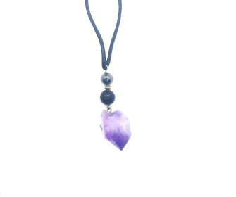 Amethyst Shungite Hematite Necklace Chunky