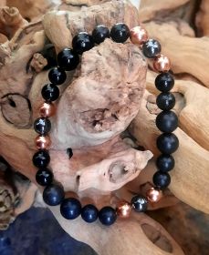 Power Bracelets for EMF 5G Protection Hematite Shungite Copper Tourmaline - Chakra Calming Bracelets (size: small)