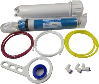 HUINING Reverse Osmosis Membrane 50/75/100/150/400/500GPD and RO Membrane Housing Kit with Quick Connector,Check Valve,Water Pipe,Wrench  for Resident (style: 100GPD SET)